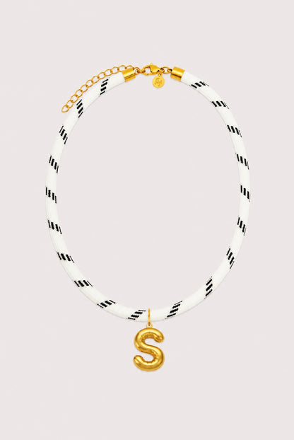 White Paracord Initial Necklace