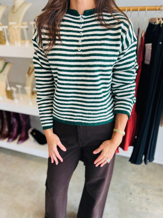 Forest Green Stripe Pullover