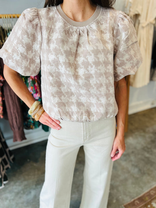 Taupe Contrast Top