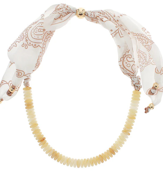White Marble Beaded Scarf Necklace