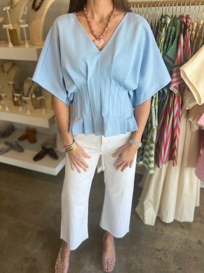 Blue Dolman Vneck Top