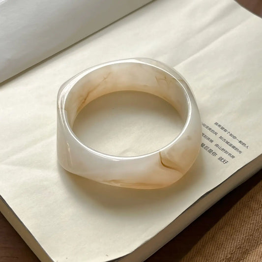 Geometric Acrylic Bangle Ivory