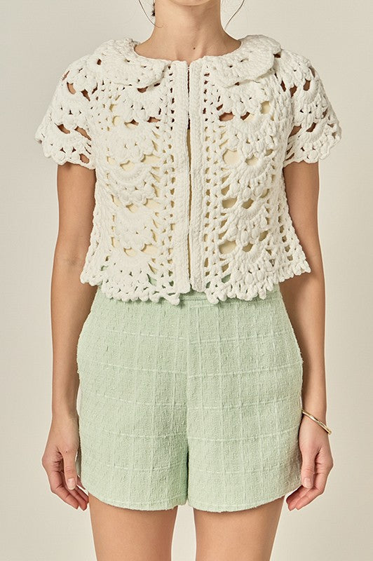 Crochet Knit Crop Cardi