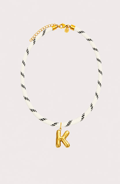 White Paracord Initial Necklace