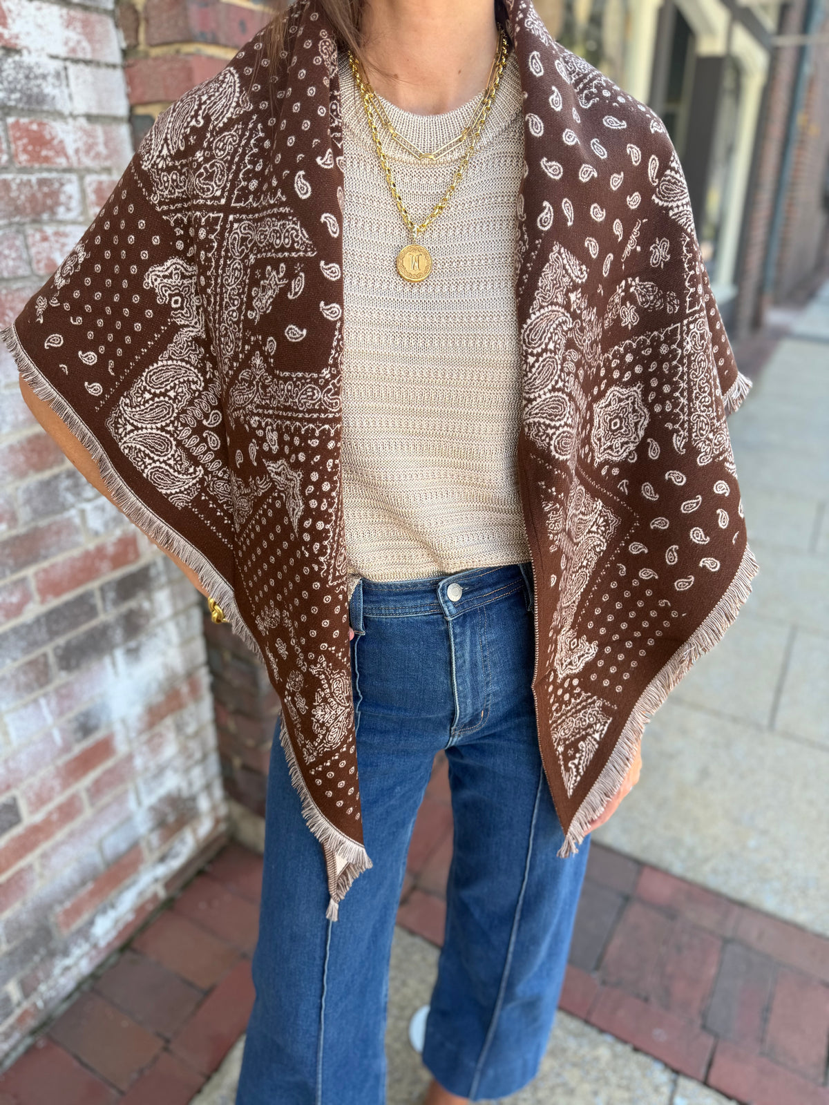 Brown Bandana Taylor Scarf