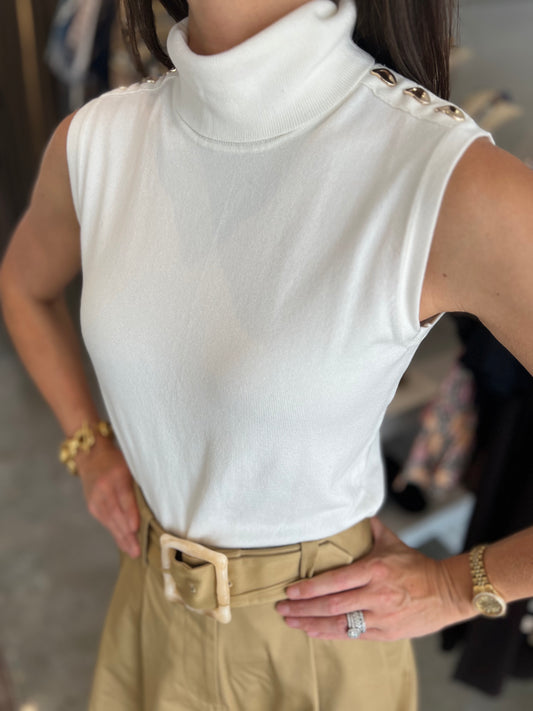 Gold Button Sleeveless Sweater
