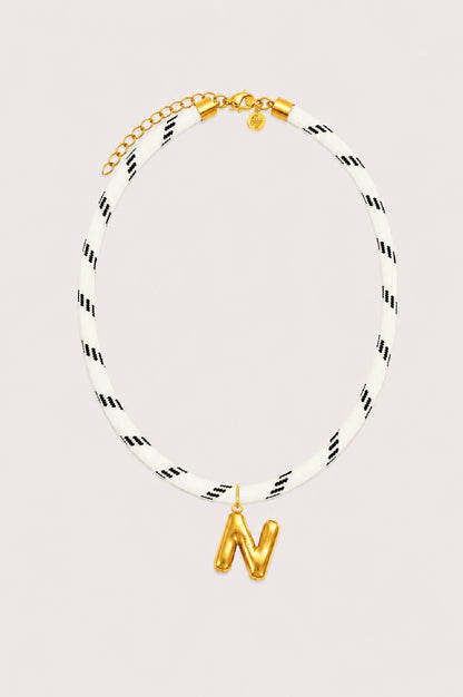 White Paracord Initial Necklace