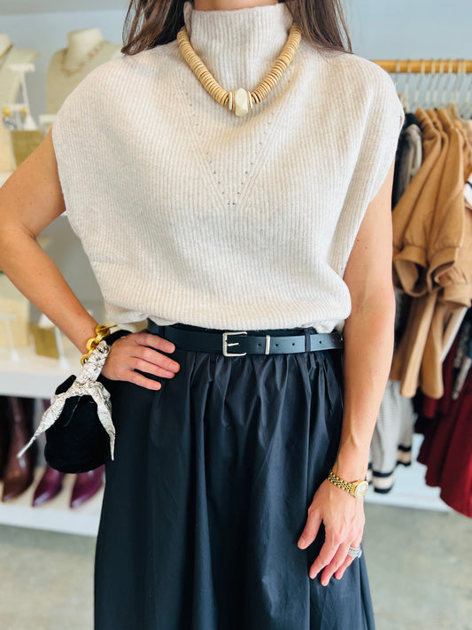 Cream Knit Sleeveless Top