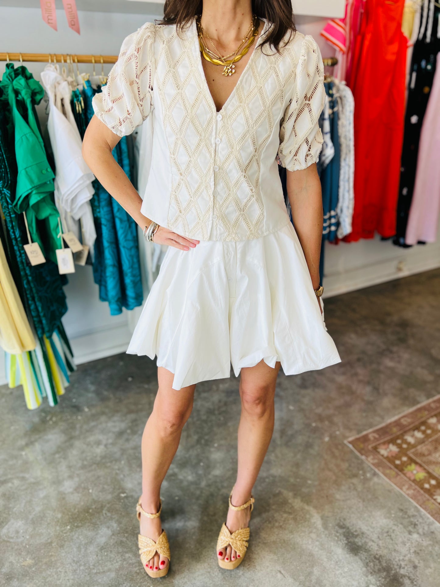 CREAM BUBBLE SKORT