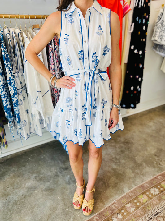 BLUE EMBROIDERY DRESS