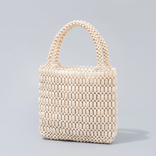 IVORY SQUARE BEADED BAG