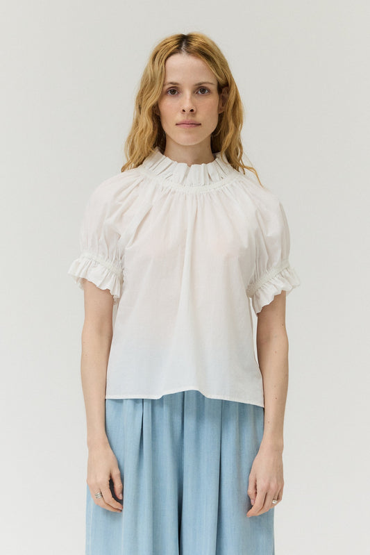 WHITE BUBBLE BLOUSE