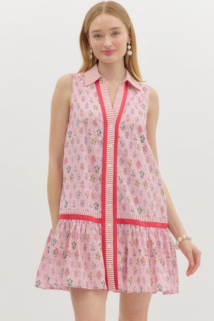 PINK FLORAL MINI DRESS