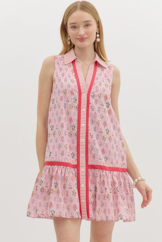 PINK FLORAL MINI DRESS