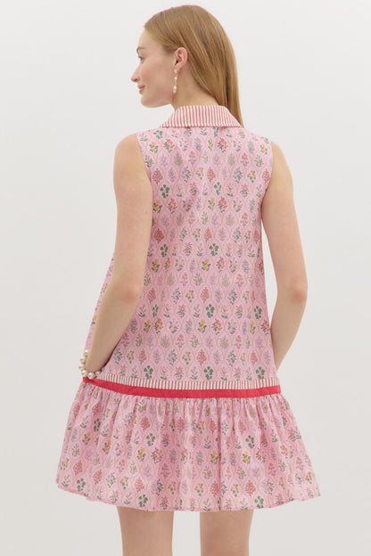 PINK FLORAL MINI DRESS