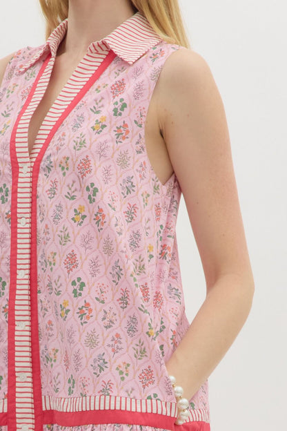 PINK FLORAL MINI DRESS