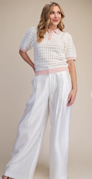 PINK & WHITE SHORT SWEATER TOP